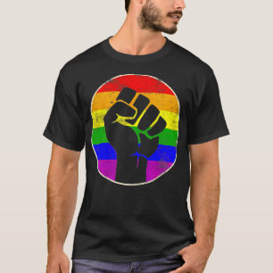 Weerstand tegen de vuist regenboog Lesbian Gay LGB T-shirt