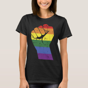 Weerstand Vuist Retro Regenboog Hand Gay Lgbt Trot T-shirt