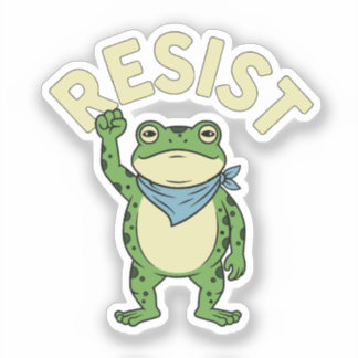 Weerstands Kikker Illustratie STICKER, Schattige P Sticker