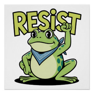 Weerstands Kikker Schattig Activisme Cartoon met O Perfect Poster