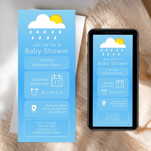 Weersverwachting App Neutraal Baby shower Kaart