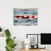  weersvlag van Chicago Poster (Thuiskantoor)