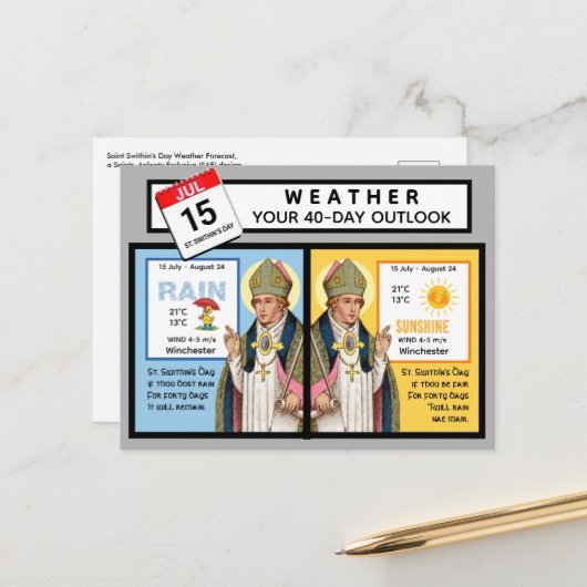 Weersvoorspelling op St. Swithin's Dag Briefkaart (Voorkant / Achterkant in situ)
