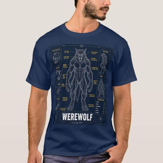 Weerwolf Anatomie Blauwdruk T-shirt (Voorkant)