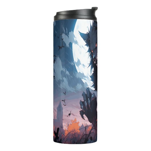 Weerwolf Anime stijl kunstwerk Tumbler Thermosbeker (Gedraaid links)