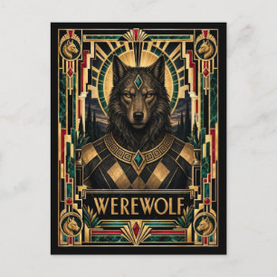 Weerwolf, Art Deco Mythisch Briefkaart
