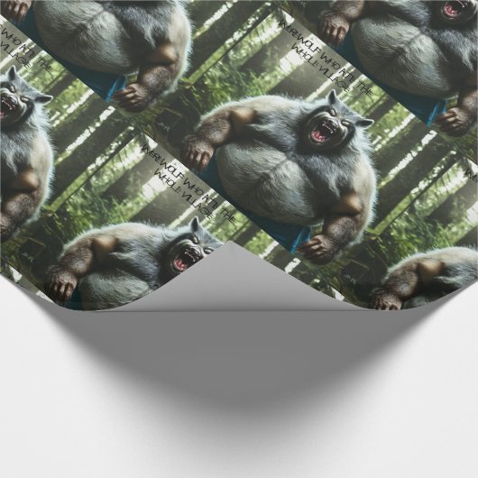 Weerwolf at het dorp glanzend inpakpapier (Hoek)