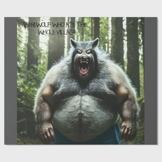 Weerwolf at het dorp glanzend inpakpapier (Vlak)