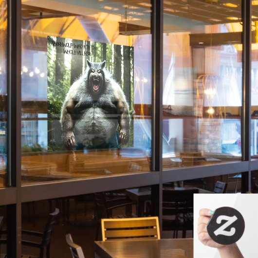 Weerwolf Ate auto ondoorzichtig venster vastklampe Raamsticker (Restaurant Raam)