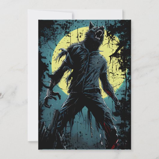 weerwolf bij nacht wolf rippen kaart (Voorkant)