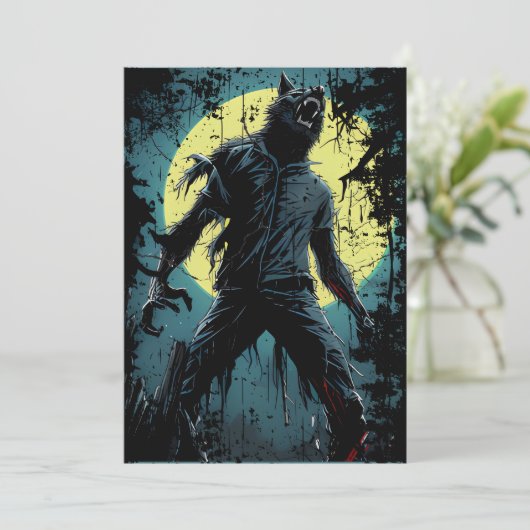 weerwolf bij nacht wolf rippen kaart (Staand voorkant)