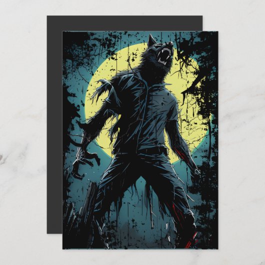 weerwolf bij nacht wolf rippen kaart (Voorkant / Achterkant)