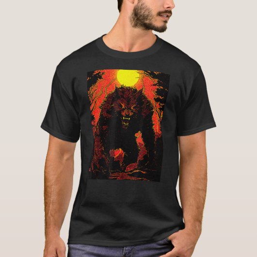 Weerwolf Cinema Night Moon Forest T-shirt (Voorkant)