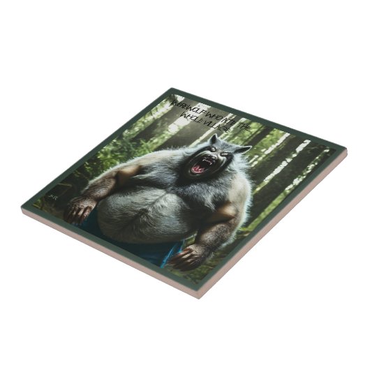 Weerwolf die het hele dorp at sms-tegel tegeltje (Zijkant)