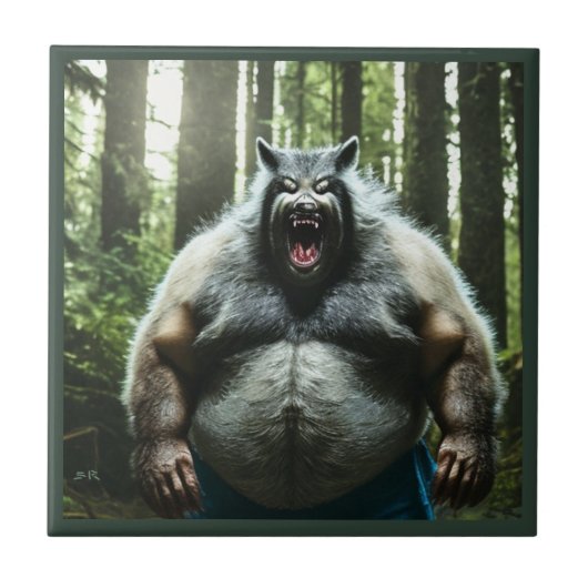 Weerwolf die het hele dorp kleine tegel at tegeltje (Voorkant)