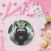 Weerwolf die het hele dorp papieren borden at papieren bordje (Feest)