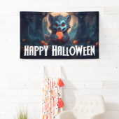 Weerwolf eet Snoep Happy Halloween Spandoek (Insitu)