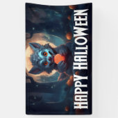 Weerwolf eet Snoep Happy Halloween Spandoek (Verticaal)