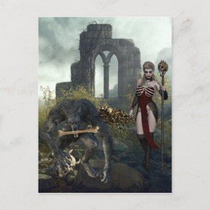 Weerwolf en vampier Halloween griezelig Briefkaart