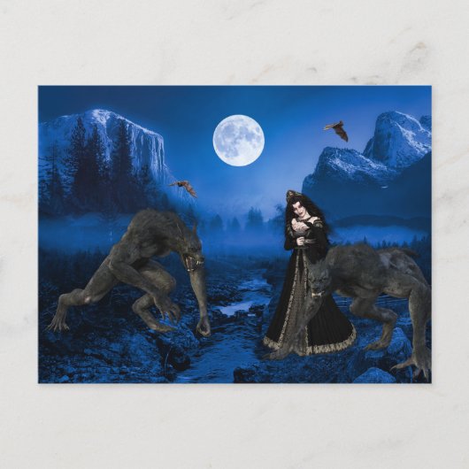 Weerwolf en vampier Halloween griezelig Briefkaart (Voorkant)