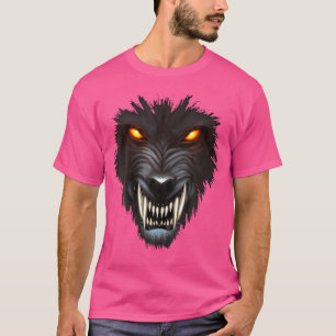 Weerwolf gezicht Volle Maan Enge Wolf Spooky Hallo T-shirt
