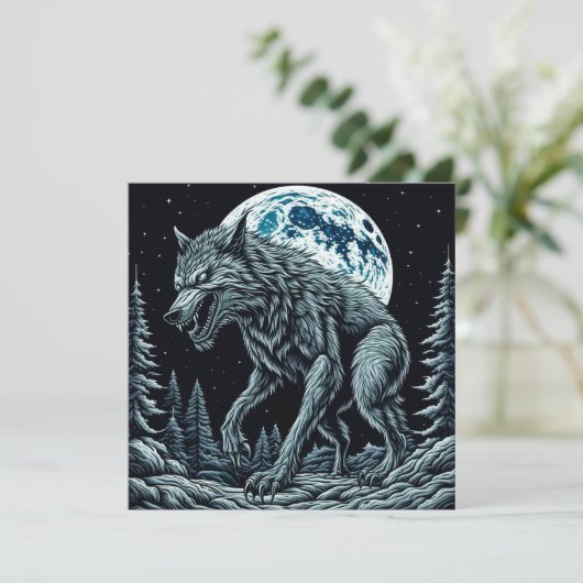  weerwolf grommen op een volle maannacht (Staand voorkant)