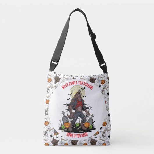 🐺 Weerwolf Halloween Boodschappentas 🎃💀 Crossbody Tas (Voorkant)