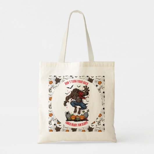 🐺 Weerwolf Halloween Canvas tas 🎃💀 (Achterkant)