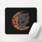 Weerwolf Halloween Crescent Moon Horror Eyes Gothi Muismat (Met muis)