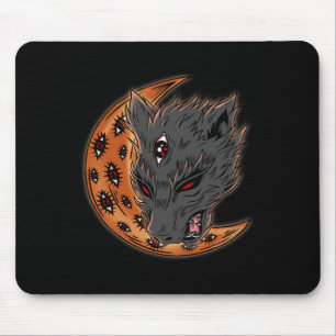 Weerwolf Halloween Crescent Moon Horror Eyes Gothi Muismat