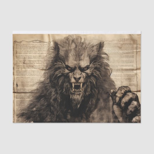 weerwolf Halloween Decoupage Tissuepapier (Voorkant)