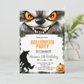 Weerwolf halloween feest uitnodiging (Staand voorkant)
