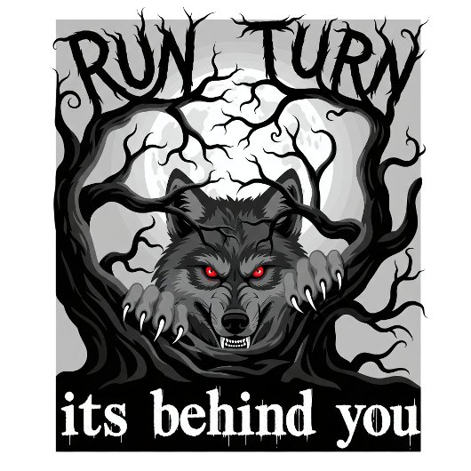 Weerwolf Halloween Horror Design Run Turn Ai-Art T-shirt
