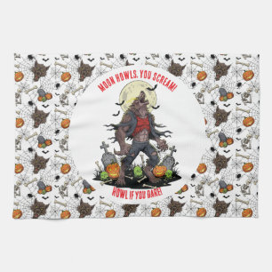 🐺 Weerwolf Halloween keukenhanddoek 🎃