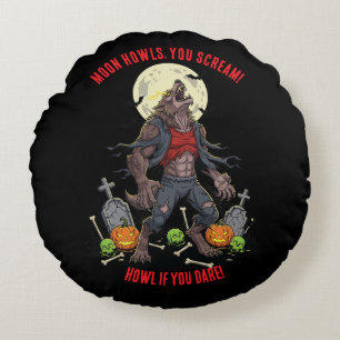 🐺 Weerwolf Halloween Sierkussen 🎃 Rond Kussen