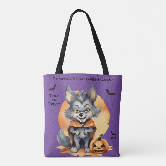 Weerwolf Halloween Snoep Trick or treat Tote Bag (Achterkant)