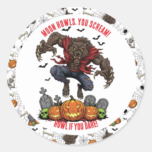 🐺 Weerwolf Halloween Stickers & Labels 🎃💀 (Voorkant)
