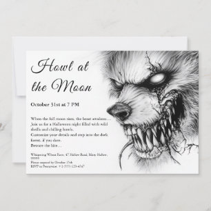 Weerwolf Halloween Uitnodiging - Volle Maan Horror