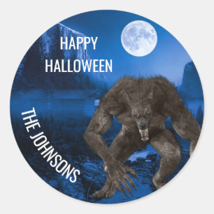 Weerwolf Halloween Volle Maan Ronde Sticker