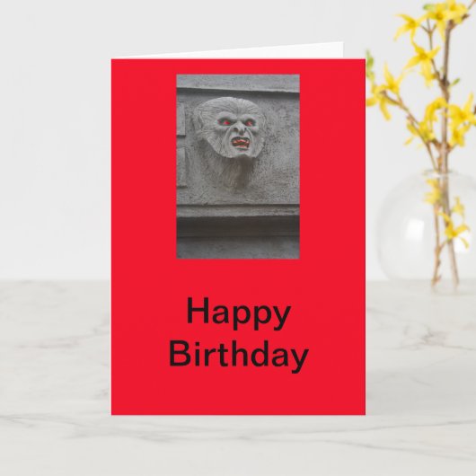 Weerwolf Happy Birthday Kaart (Gele Bloem)