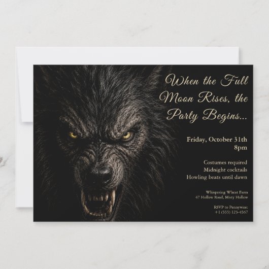 Weerwolf Hoei Halloween Kostuum Feest Uitnodiging (Voorkant)