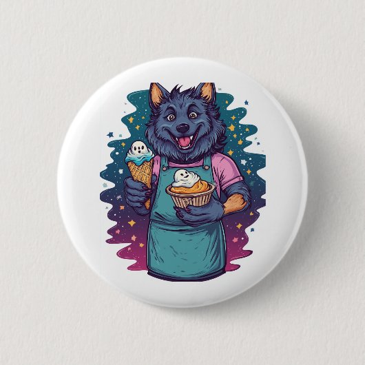 Weerwolf Ice Cream Stand Ronde Button 5,7 Cm (Voorkant)