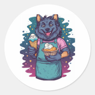 Weerwolf Ice Cream Stand Ronde Sticker