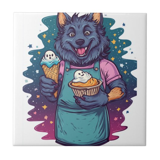 Weerwolf Ijsjeskraam Tegeltje (Voorkant)