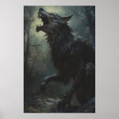 Weerwolf in de nacht, Art Poster Print (Voorkant)