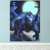 Weerwolf in maanlicht canvas afdruk (Insitu (Houten vloer))