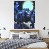Weerwolf in maanlicht canvas afdruk (Insitu (Slaapkamer))