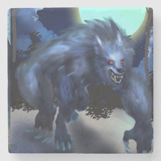 Weerwolf in maanlicht stenen onderzetter (Voorkant)