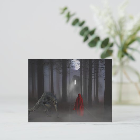 Weerwolf Little Red Riding Hood Spooky Briefkaart (Staand voorkant)