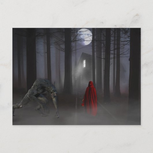 Weerwolf Little Red Riding Hood Spooky Briefkaart (Voorkant)